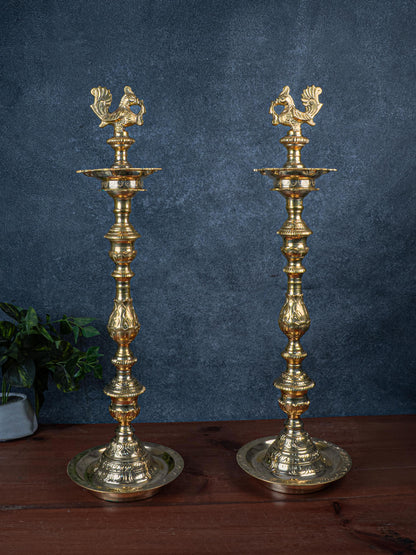 Brass Annapakshi Kuthu Vilakku - 28 inch - WL5409