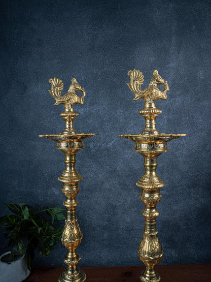 Brass Annapakshi Kuthu Vilakku - 28 inch - WL5409