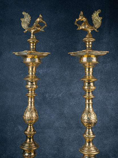 Brass Annapakshi Kuthu Vilakku - 39 inch - WL5410