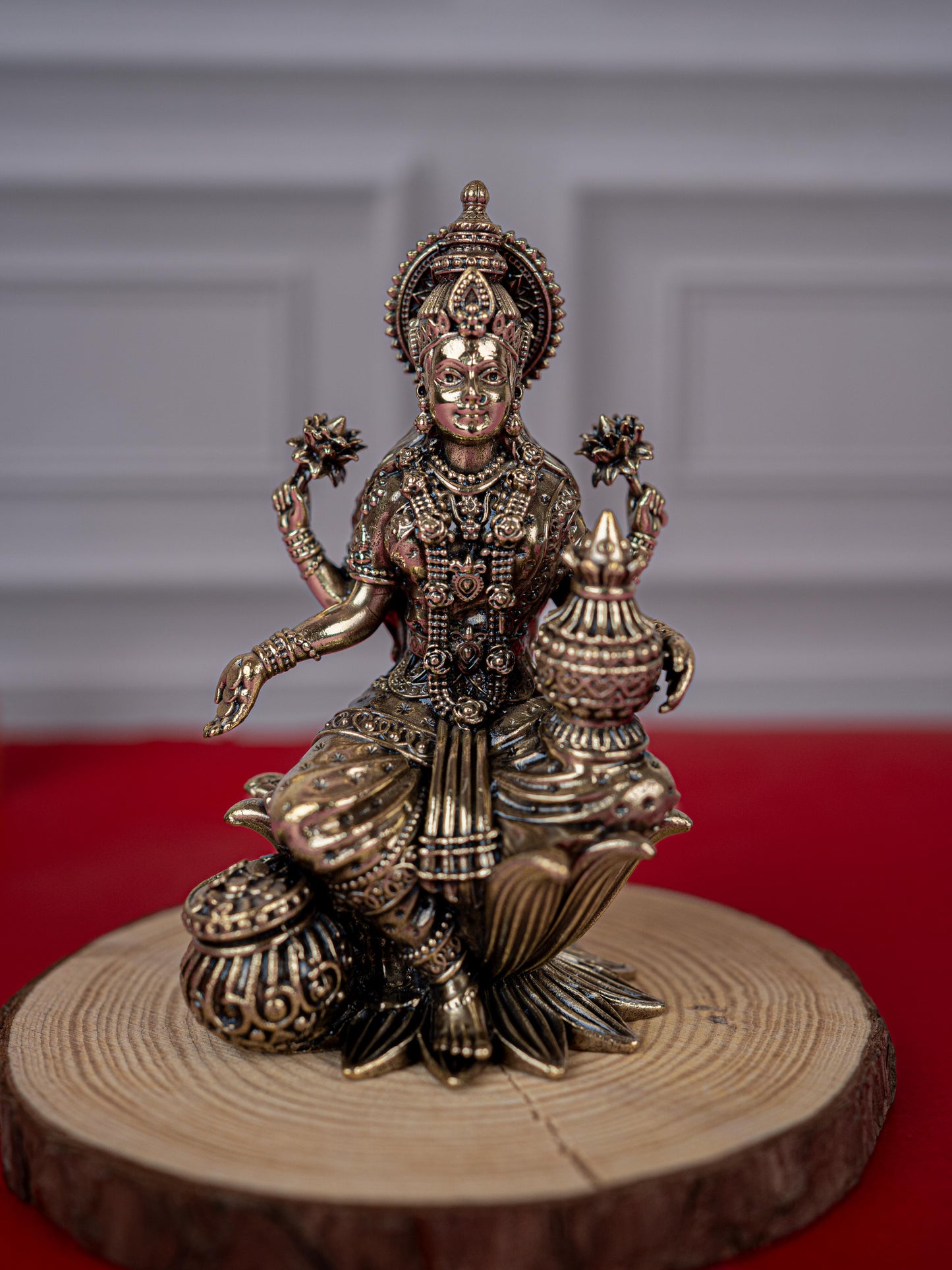 Brass Antique Lakshmi Idol - 4 inch - WL5413