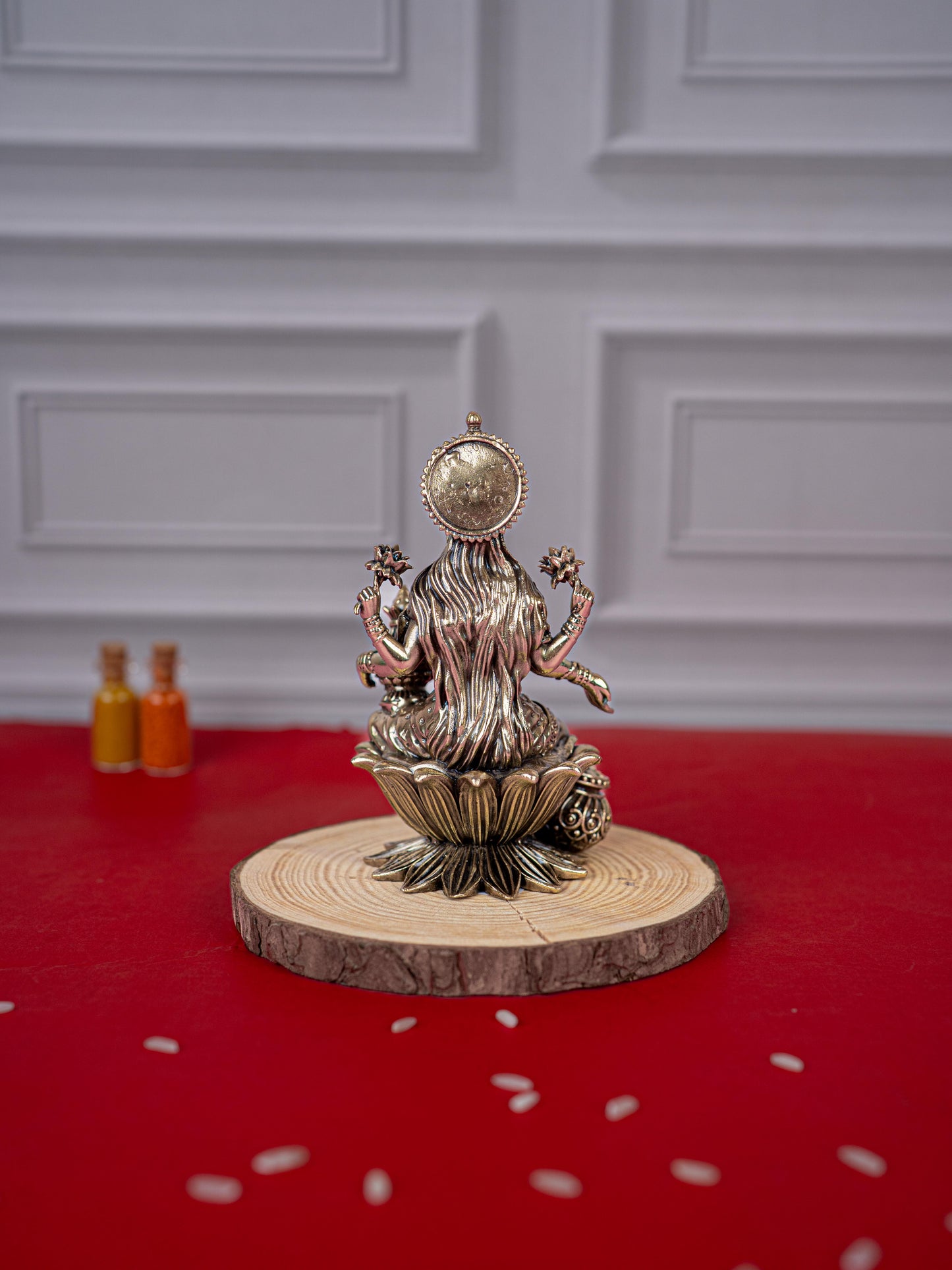 Brass Antique Lakshmi Idol - 4 inch - WL5413