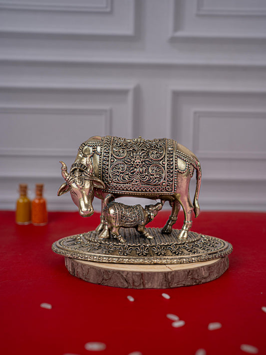 Brass Antique Cow & Calf Idol - 3 inch - WL5415