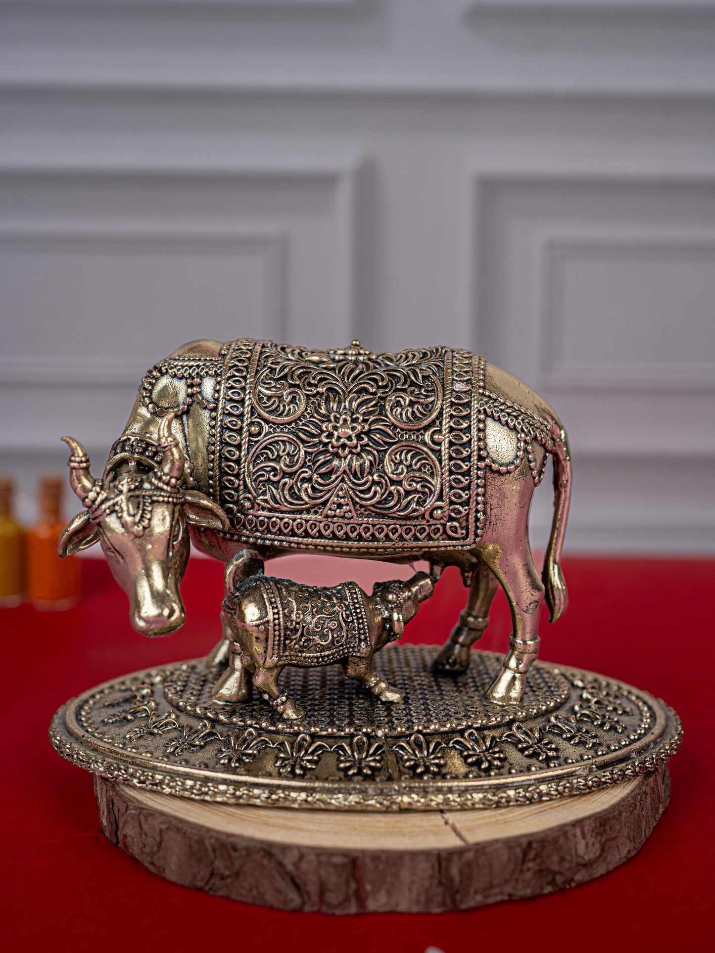 Brass Antique Cow & Calf Idol - 3 inch - WL5415