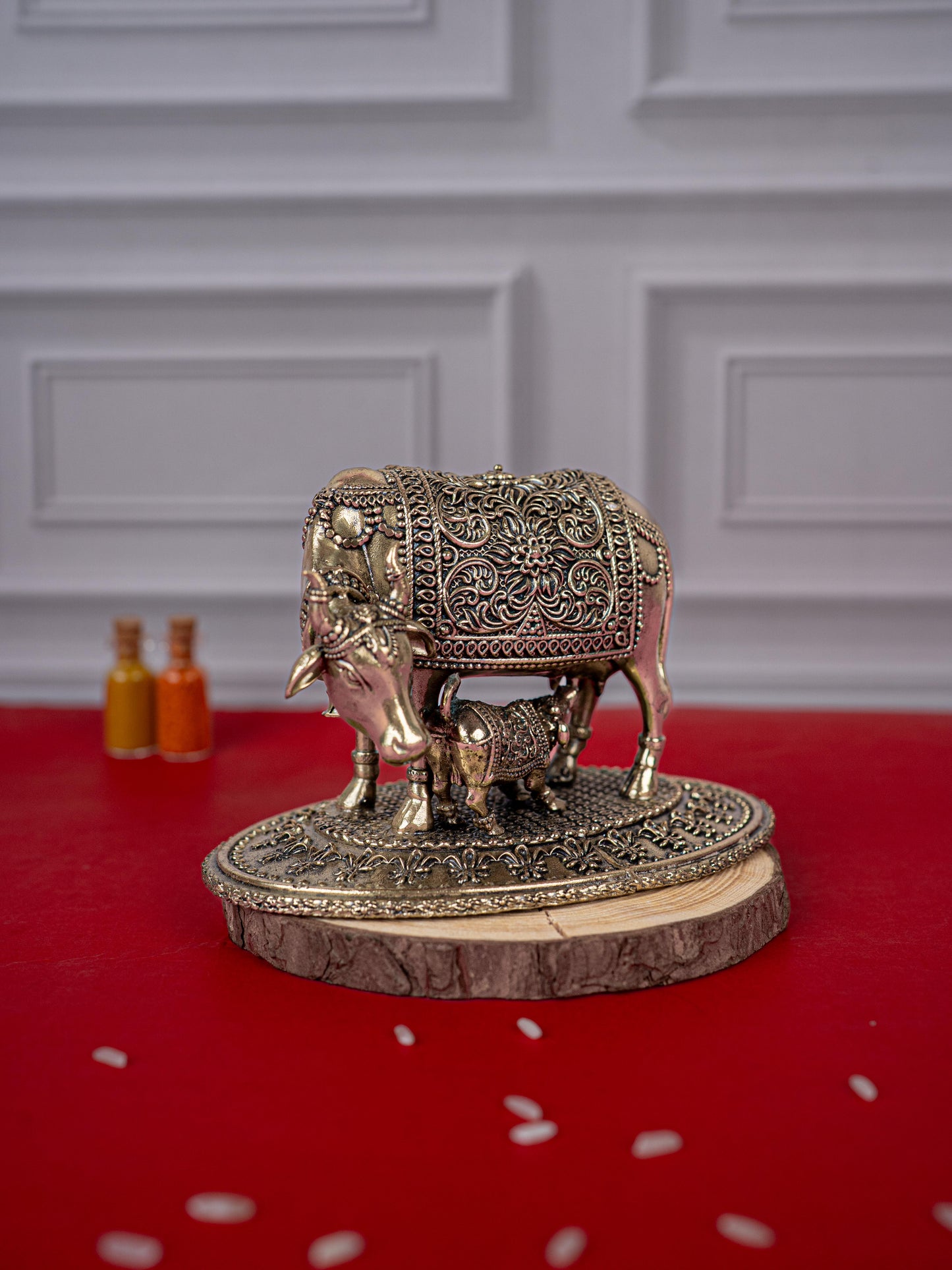 Brass Antique Cow & Calf Idol - 3 inch - WL5415
