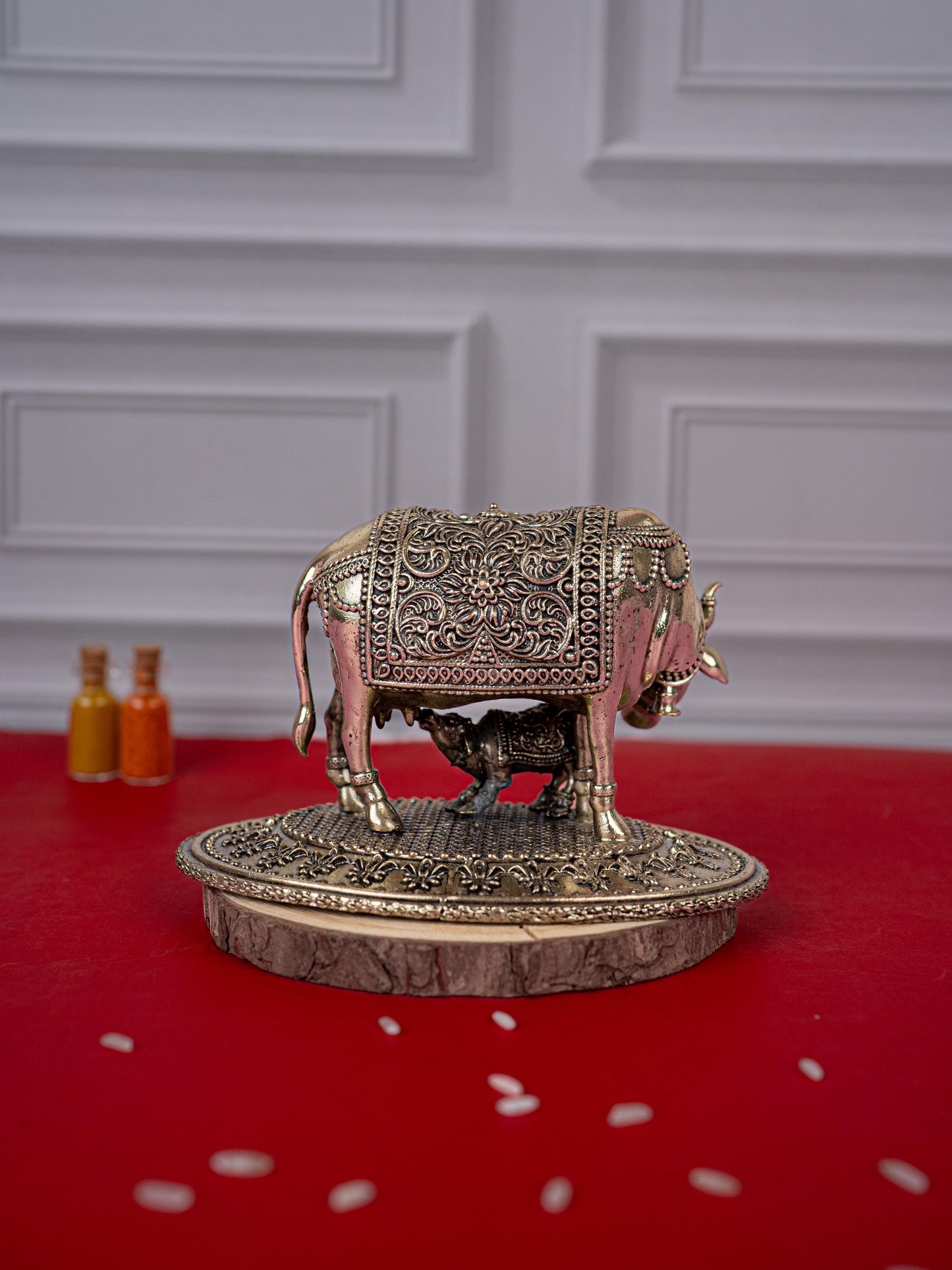 Brass Antique Cow & Calf Idol - 3 inch - WL5415