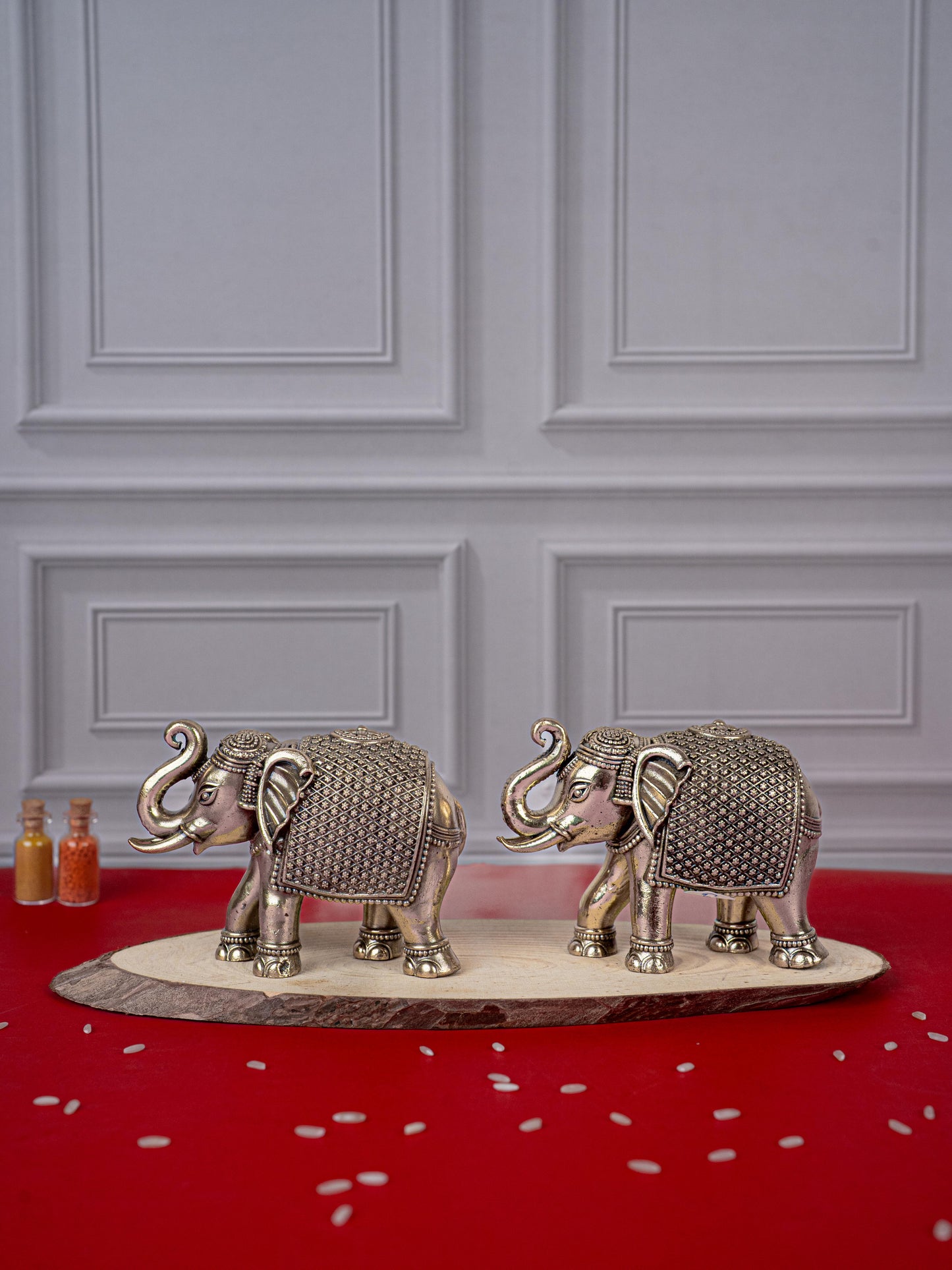 Brass Antique Elephant Idol - Set of 2 - WL5418