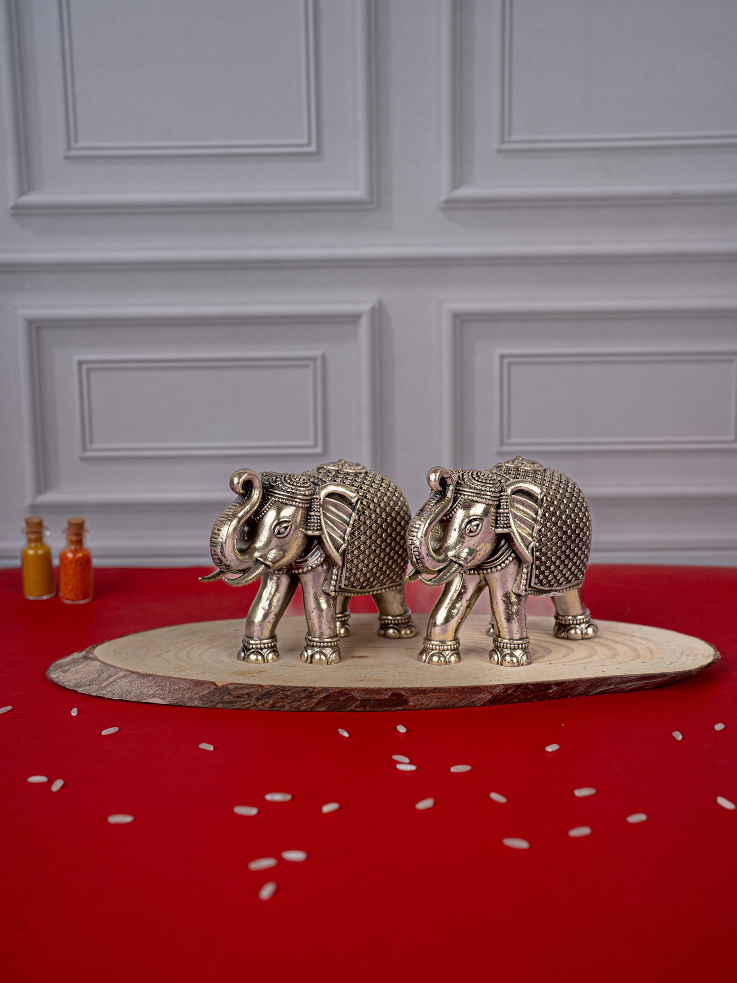Brass Antique Elephant Idol - Set of 2 - WL5418