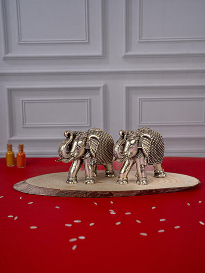 Brass Antique Elephant Idol - Set of 2 - WL5418