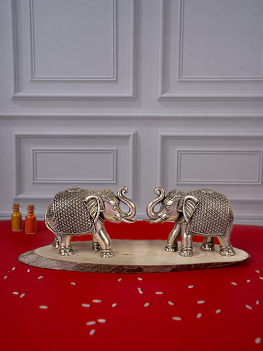 Brass Antique Elephant Idol - Set of 2 - WL5418