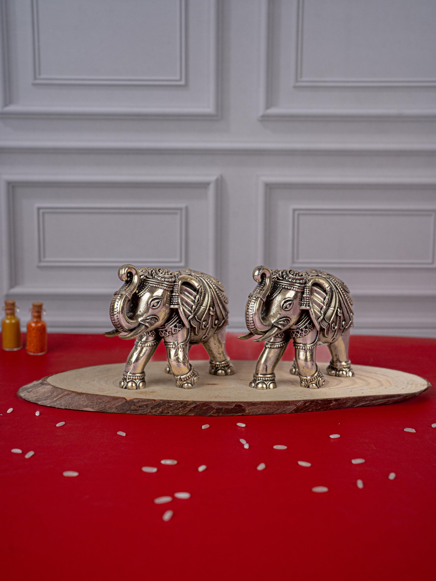 Brass Antique Elephant Idol - Set of 2 - WL5419