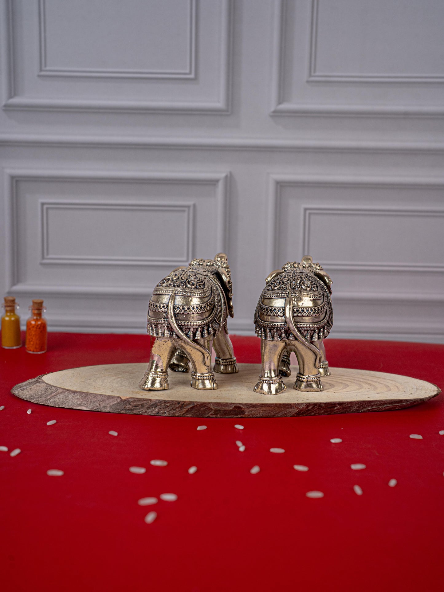 Brass Antique Elephant Idol - Set of 2 - WL5419