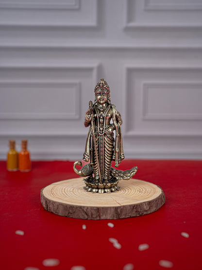 Brass Antique Murugan Idol - 4 inch - WL5420