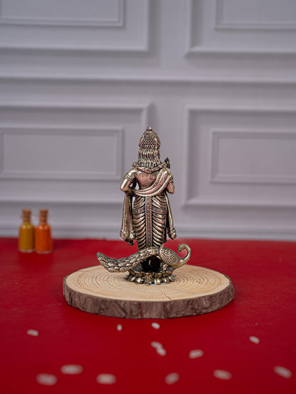 Brass Antique Murugan Idol - 4 inch - WL5420