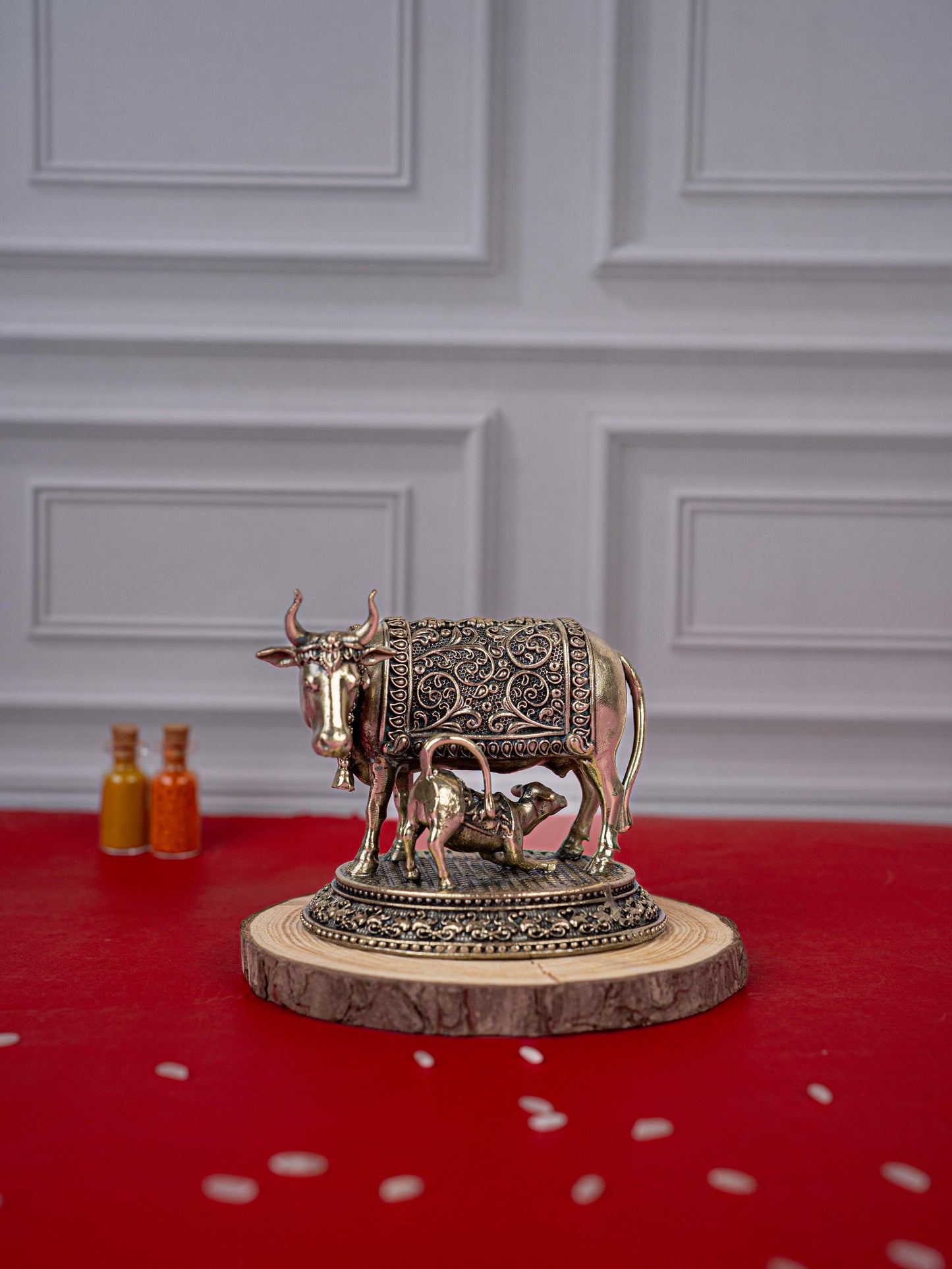 Brass Antique Cow & Calf Idol - 3 inch - WL5421