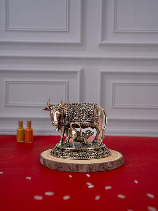 Brass Antique Cow & Calf Idol - 3 inch - WL5421