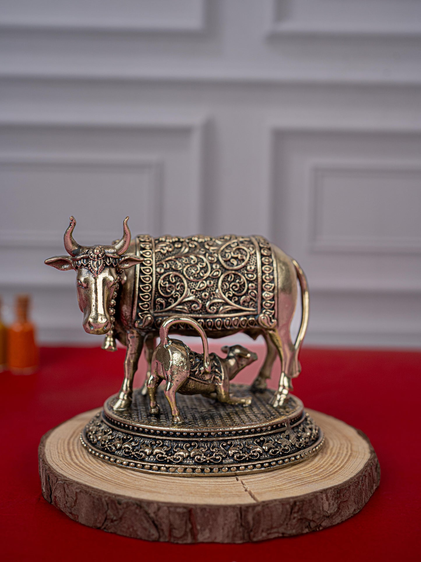 Brass Antique Cow & Calf Idol - 3 inch - WL5421