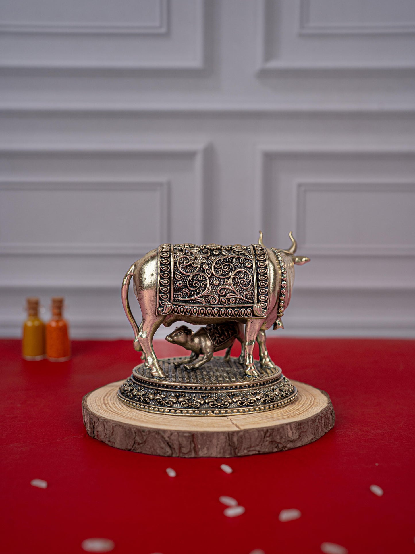 Brass Antique Cow & Calf Idol - 3 inch - WL5421
