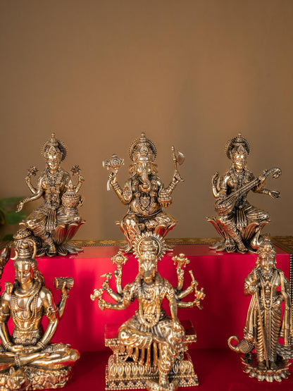 Swarna Golu 3 Step - Gold Oxidized Golu Padi & Brass Antique Idols - WL5422