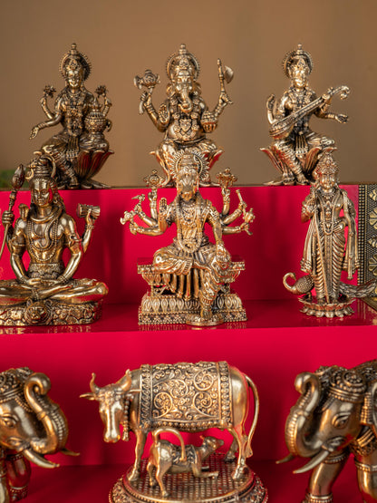 Swarna Golu 3 Step - Gold Oxidized Golu Padi & Brass Antique Idols - WL5422