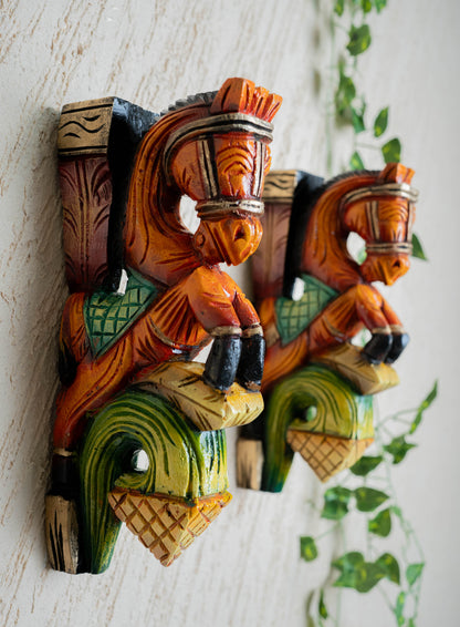 Wooden Carved Horse Bracket - 12 inch - Set of 2 - WL5424