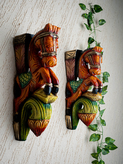 Wooden Carved Horse Bracket - 12 inch - Set of 2 - WL5424