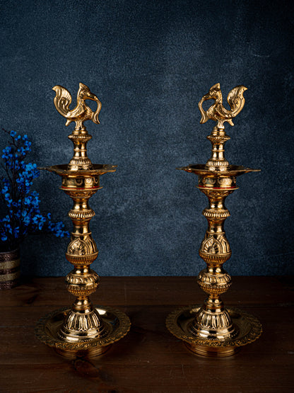 Brass Annapakshi Kuthu Vilakku - 18 inch - WL5429