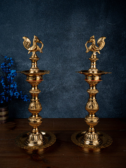 Brass Annapakshi Kuthu Vilakku - 18 inch - WL5429