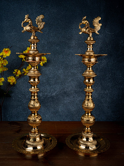 Brass Annapakshi Kuthu Vilakku - 23 inch - WL5430