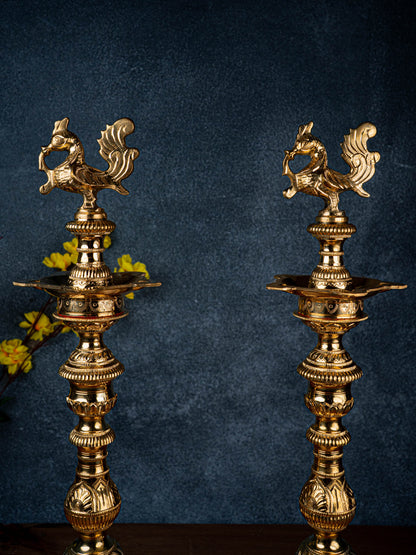 Brass Annapakshi Kuthu Vilakku - 23 inch - WL5430