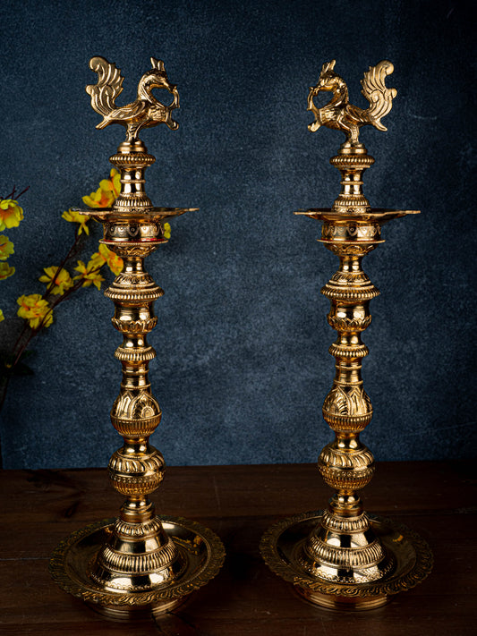 Brass Annapakshi Kuthu Vilakku - 23 inch - WL5430