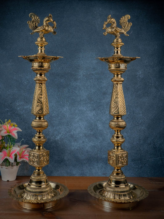 Brass Annapakshi Kuthu Vilakku - 27 Inch - WL5435