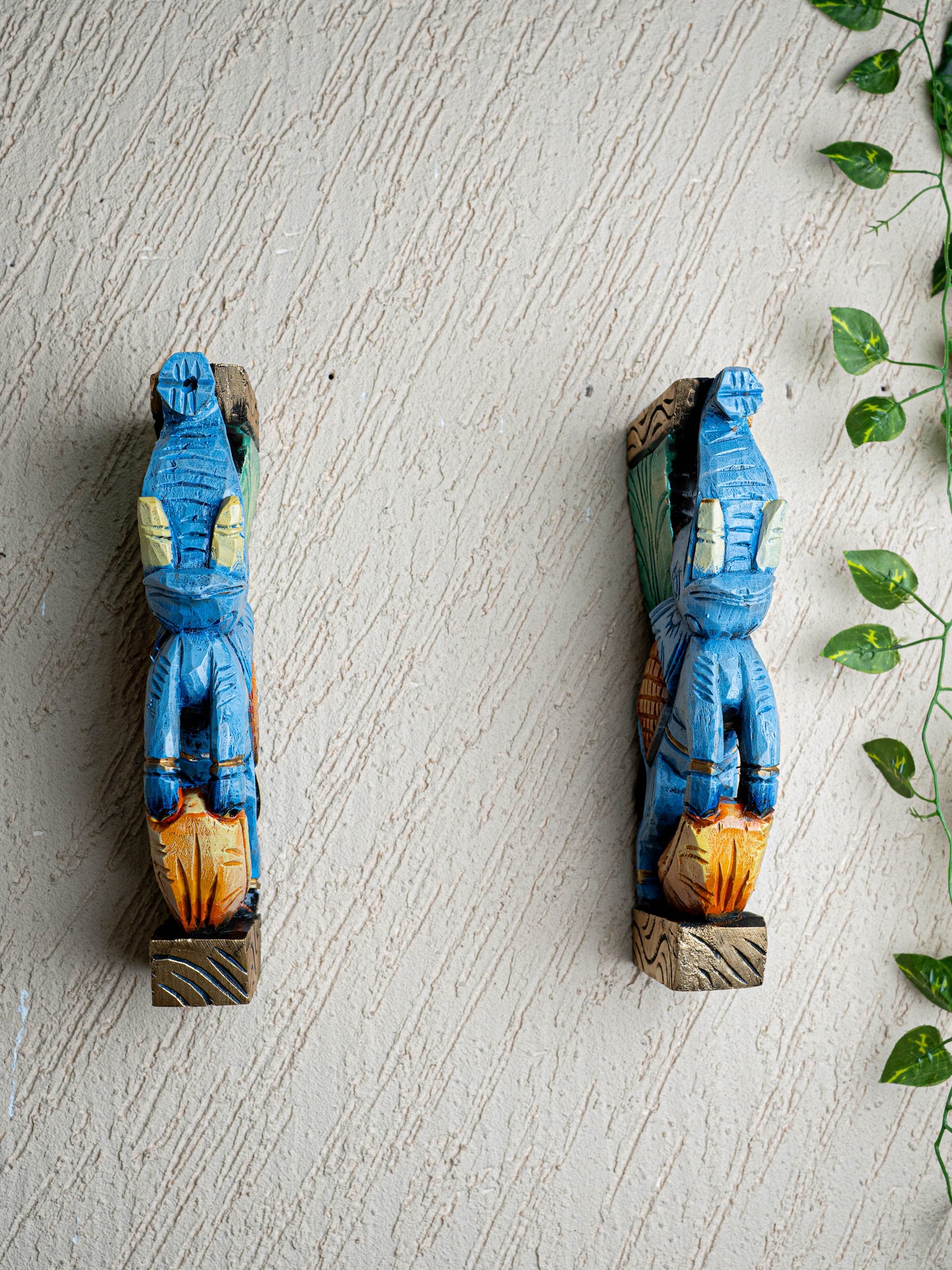 Wooden Carved Elephant Bracket - 12 inch - Set of 2 - WL5436