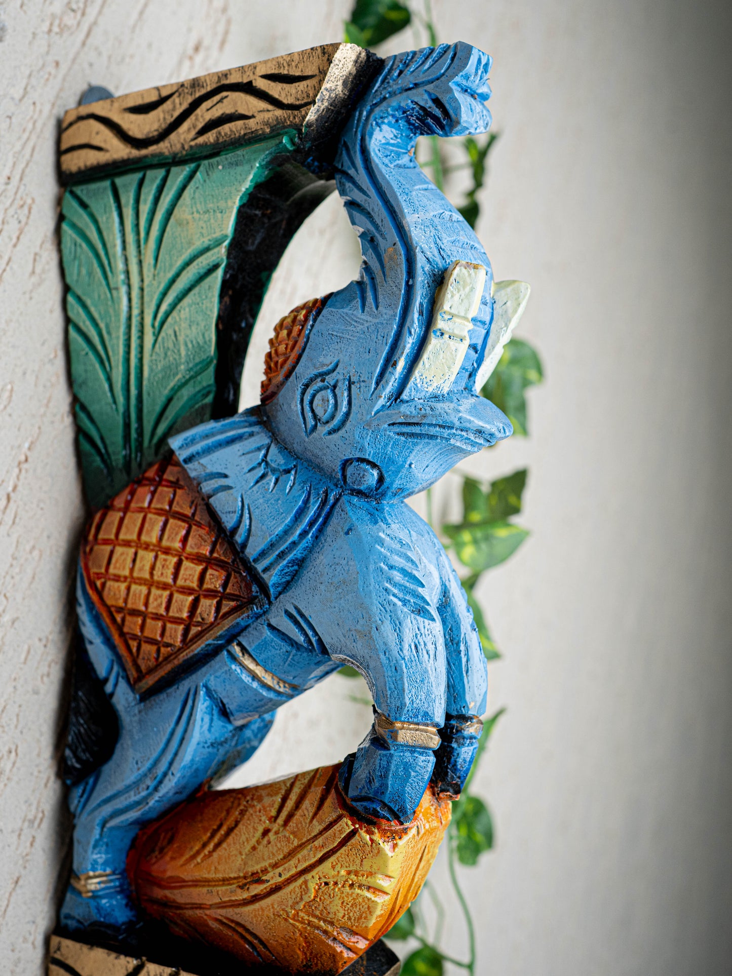 Wooden Carved Elephant Bracket - 12 inch - Set of 2 - WL5436