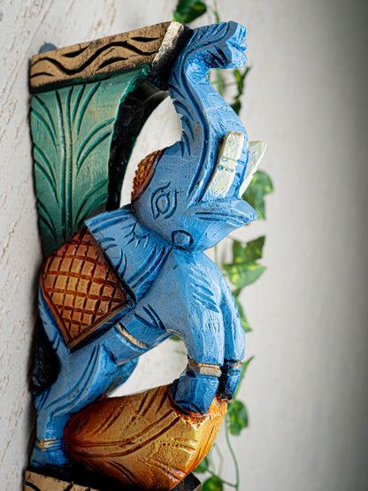 Wooden Carved Elephant Bracket - 12 inch - Set of 2 - WL5436