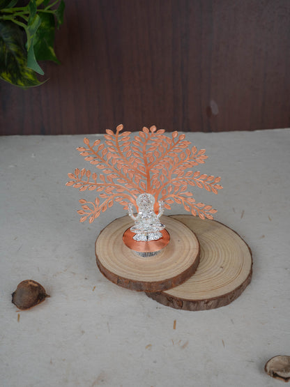 White Metal Lakshmi Idol with Tree of Prosperity - Copper - WL5440-2