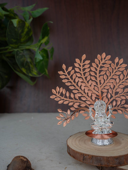 White Metal Lakshmi Idol with Tree of Prosperity - Copper - WL5440-2