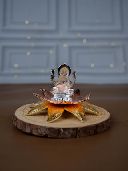White Metal Lord Lakshmi on Designer Lotus - WL5442-2