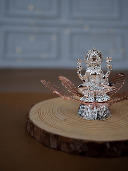 White Metal Lord Lakshmi on Contemporary Floral Base - WL5443-2
