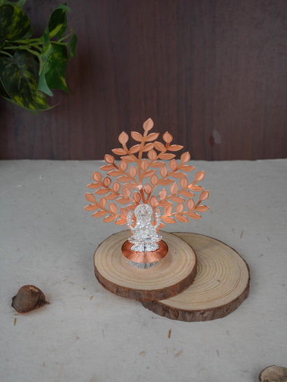White Metal Lakshmi Idol with Tree of Prosperity - Copper - WL5445-2