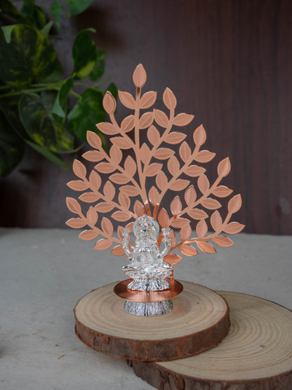 White Metal Lakshmi Idol with Tree of Prosperity - Copper - WL5445-2