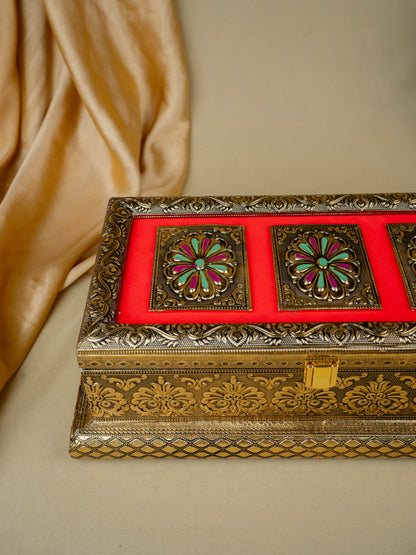 Oxidized 3 Jar Dry Fruit Box - WL5446