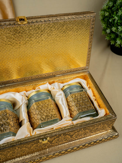 Oxidized 3 Jar Dry Fruit Box - WL5446