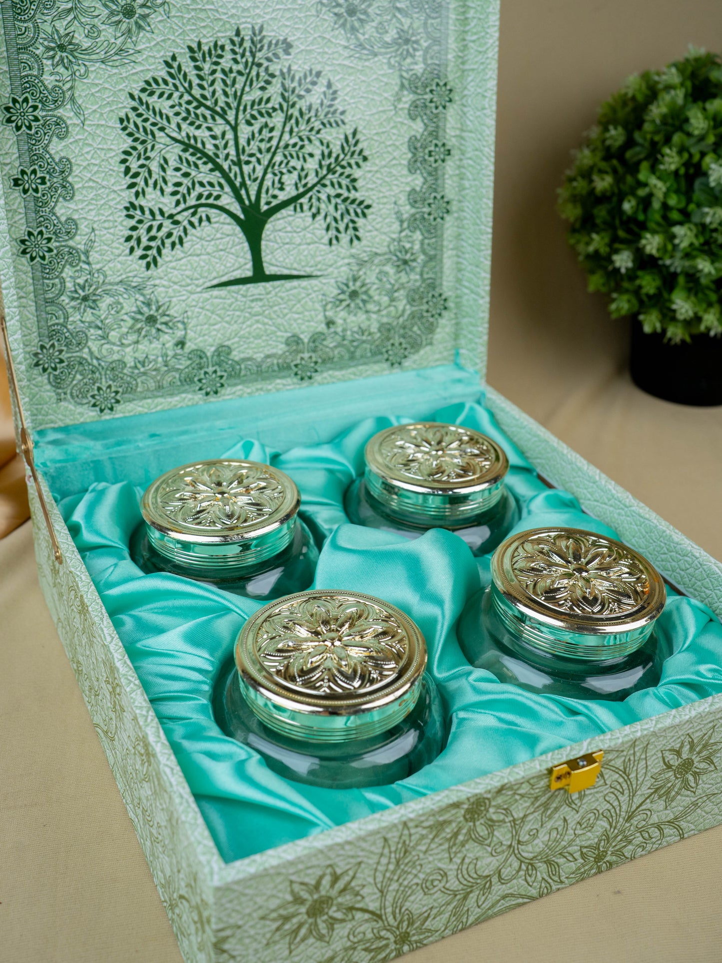 Decorative 4 Jar Dry Fruit Box - WL5447