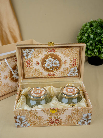 Decorative 2 Jar Dry Fruit Box with Bag - WL5448