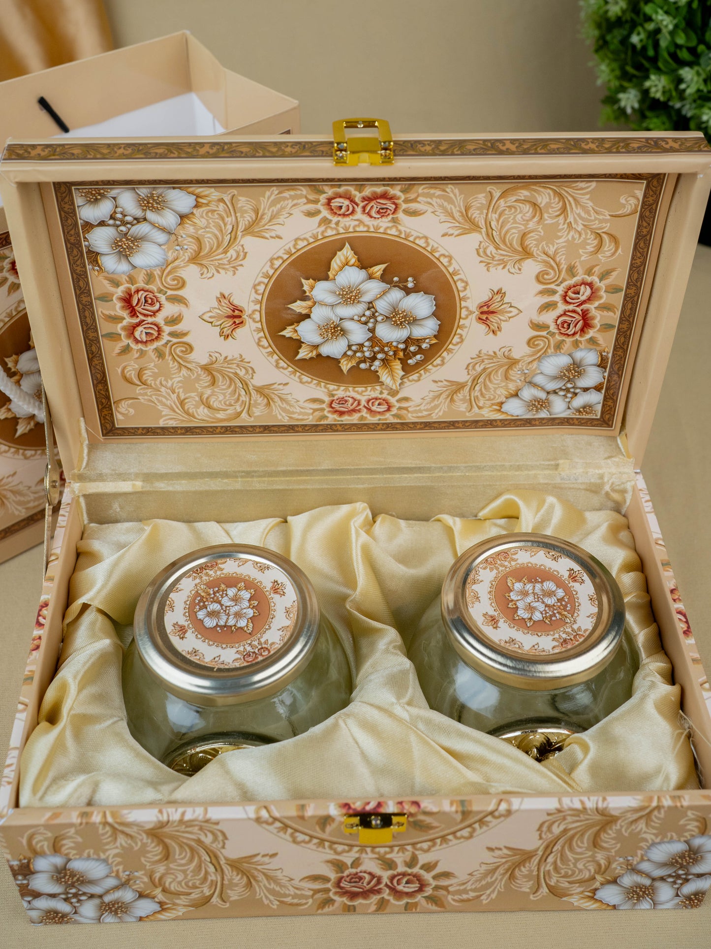 Decorative 2 Jar Dry Fruit Box with Bag - WL5448