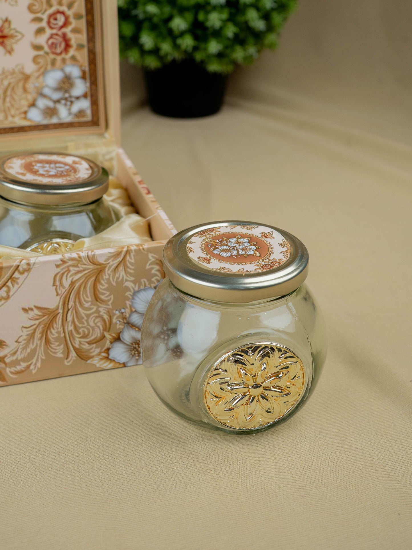Decorative 2 Jar Dry Fruit Box with Bag - WL5448