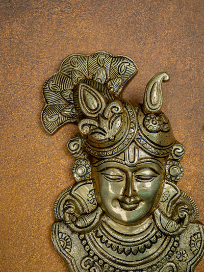 Brass Shreenathji Wall Hanging - 11 inch - WL5453