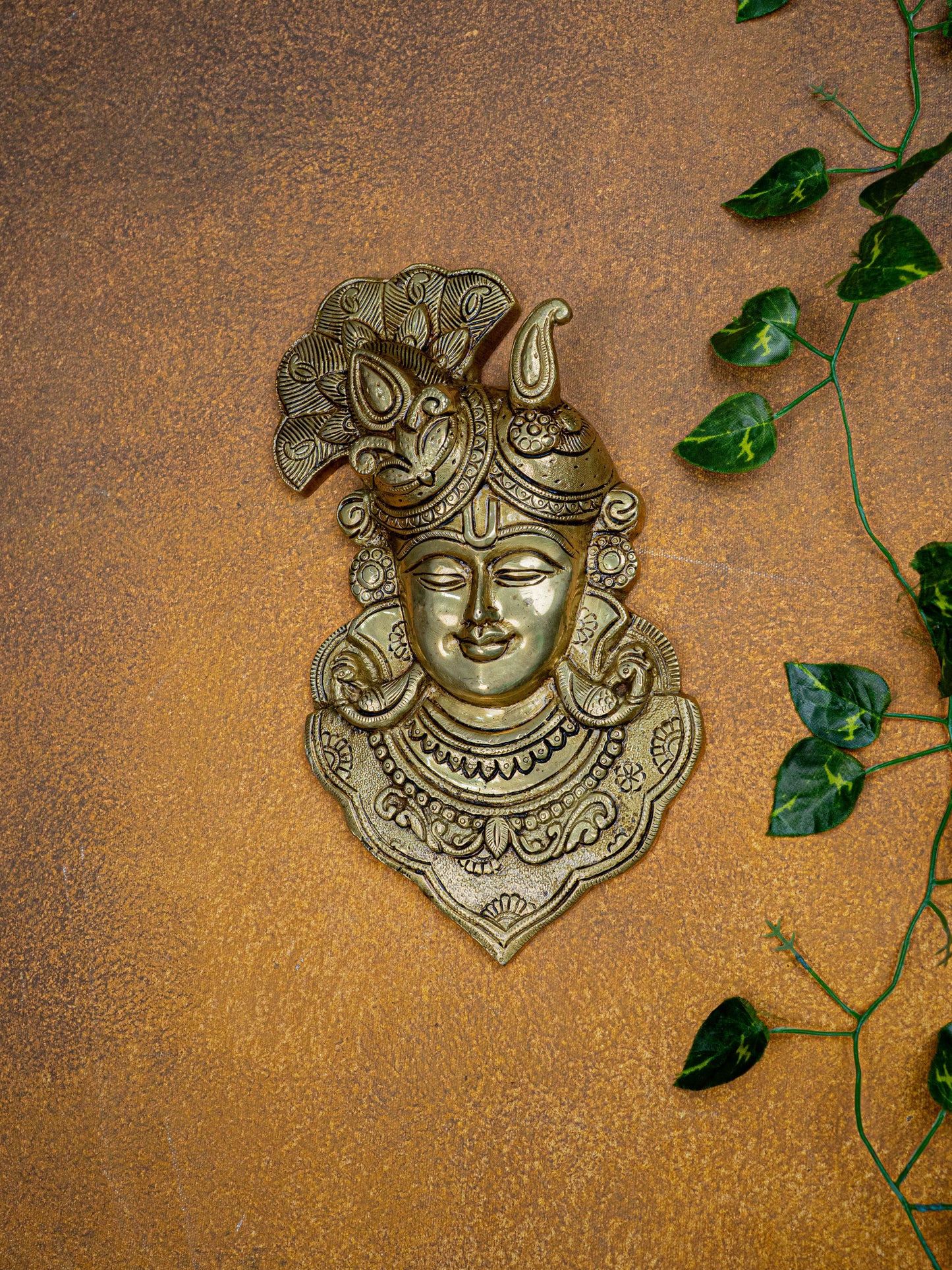 Brass Shreenathji Wall Hanging - 11 inch - WL5453