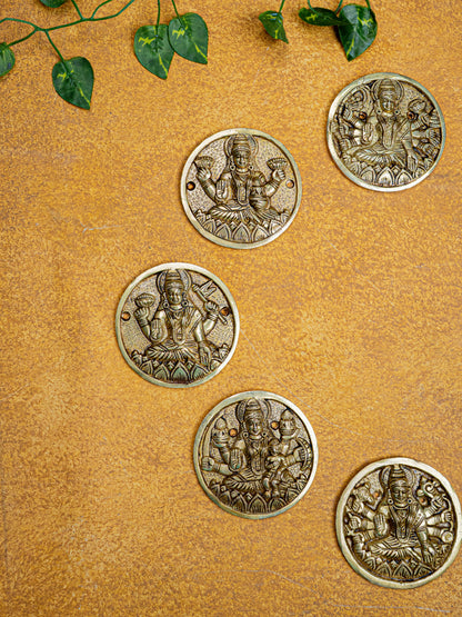 Brass Ashtalakshmi Plate Wall Hanging - Set of 8 - 3 inch - WL5458