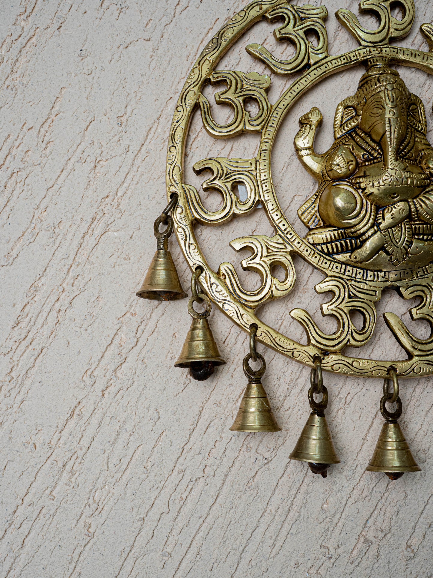 Brass Ganesha with Bells Wall Hanging - 9 inch - WL5459